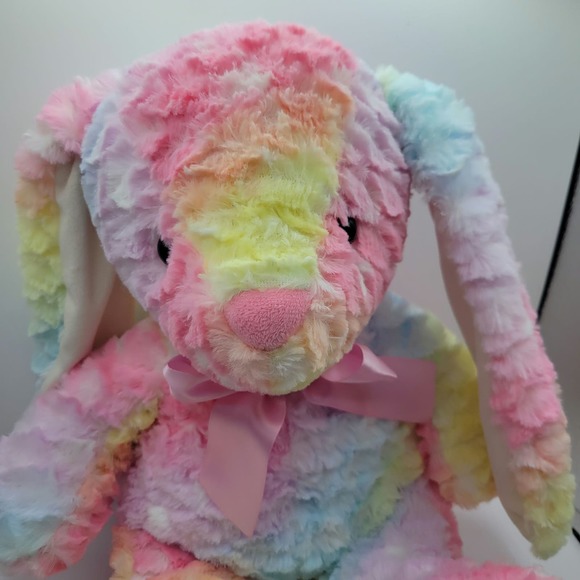 Pastel Rainbow Tie Dye Floppy Ear Easter Bunny Rabbit Stuffed Animal - 20" Plush - Picture 2 of 6